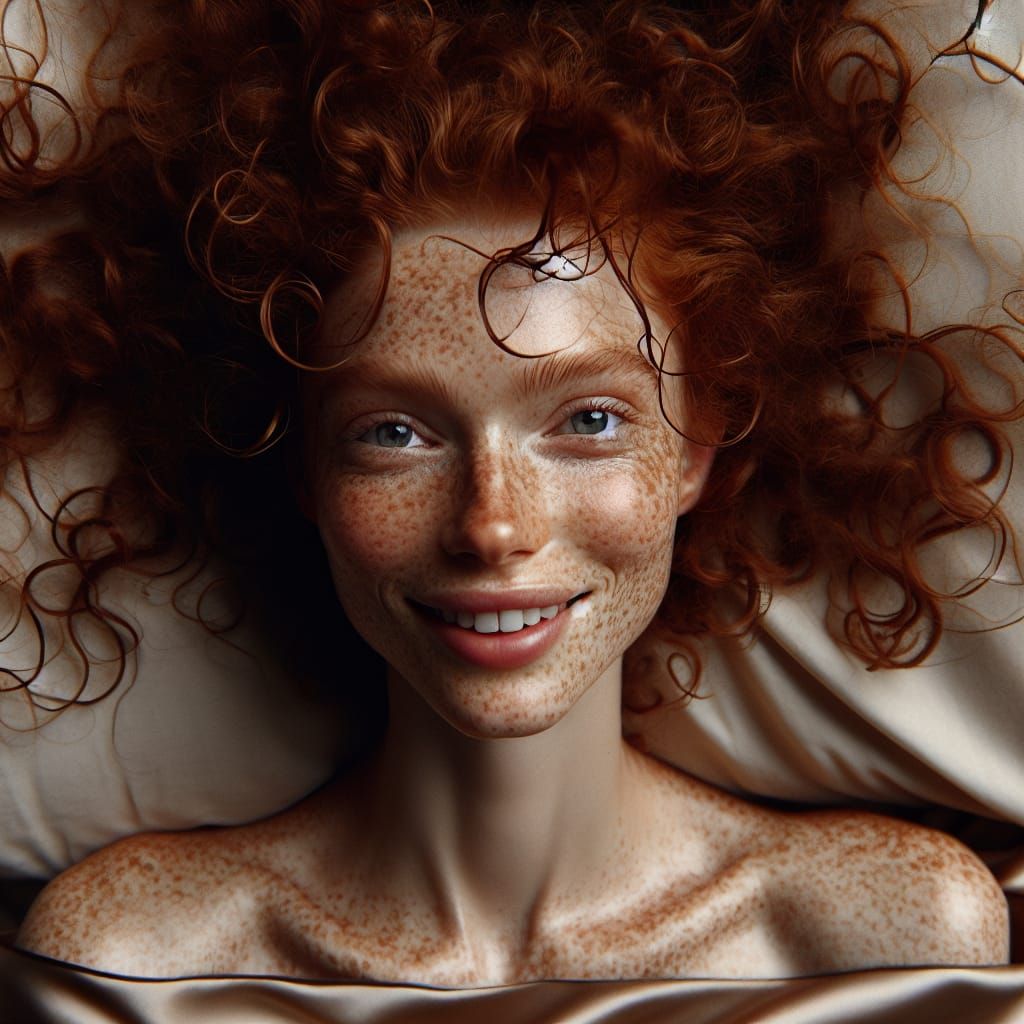 Freckled Redhead Portrait: Weariness and Joy