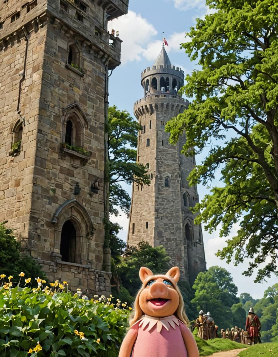 Kermit and Miss Piggy in Medieval Setting