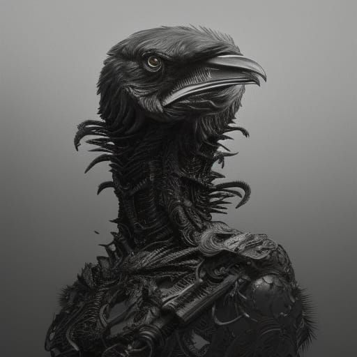 Evil Raven Portrait in Detailed Digital Art