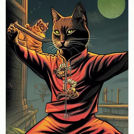 Kitty Cat Kung Fu Comic Book Art