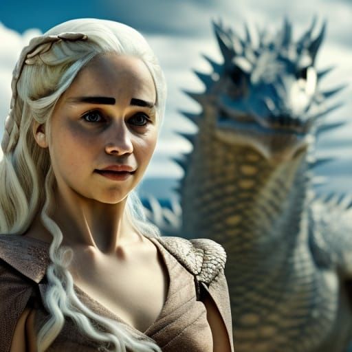 Daenerys Targaryen and Dragon: Hyperdetailed Portrait