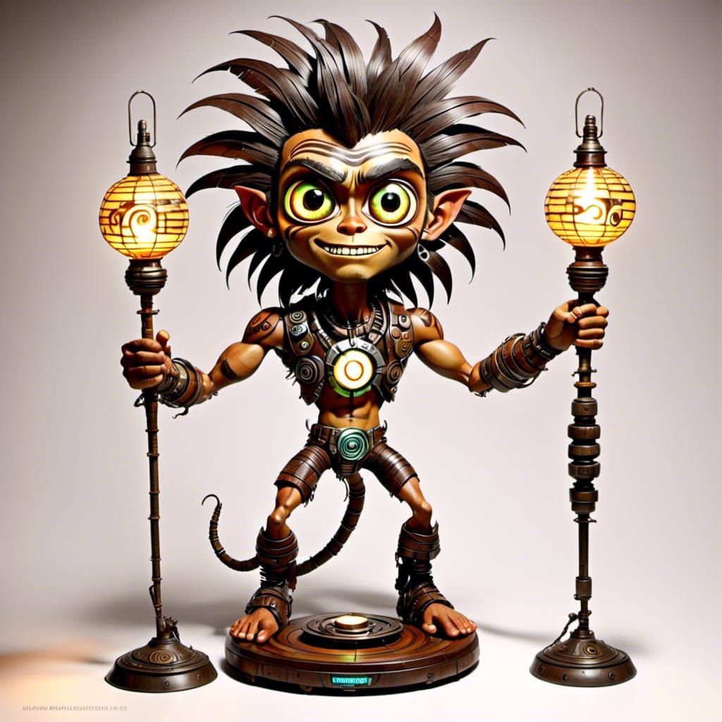 Tribal Warrior with Lamp Illustration