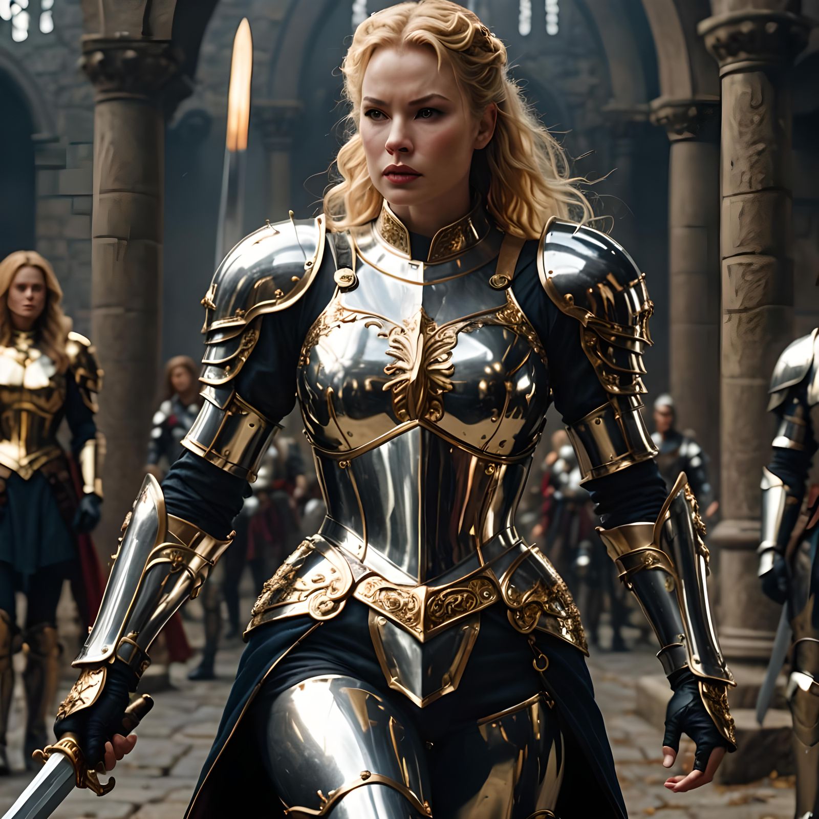 Lady Commander of the Royal Guard giving instructions to her...