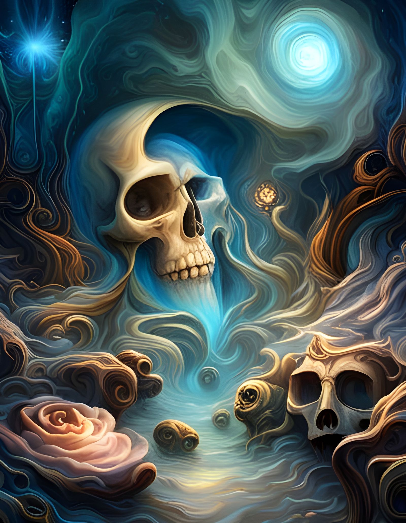 Surreal Anime Gateway with Goddesses and Goblins