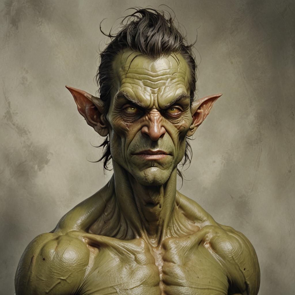 Intriguing Muscled Goblin with Piercing Golden Eyes