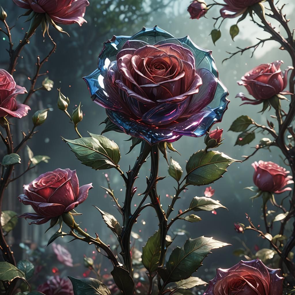 Detailed Glass Rose Fantasy Concept Art