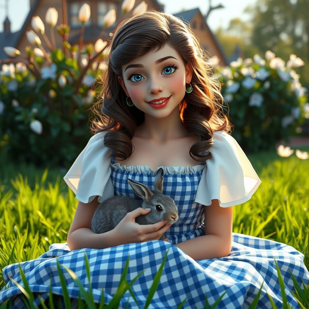 Springtime Enchantress with Gentle Bunny Companion