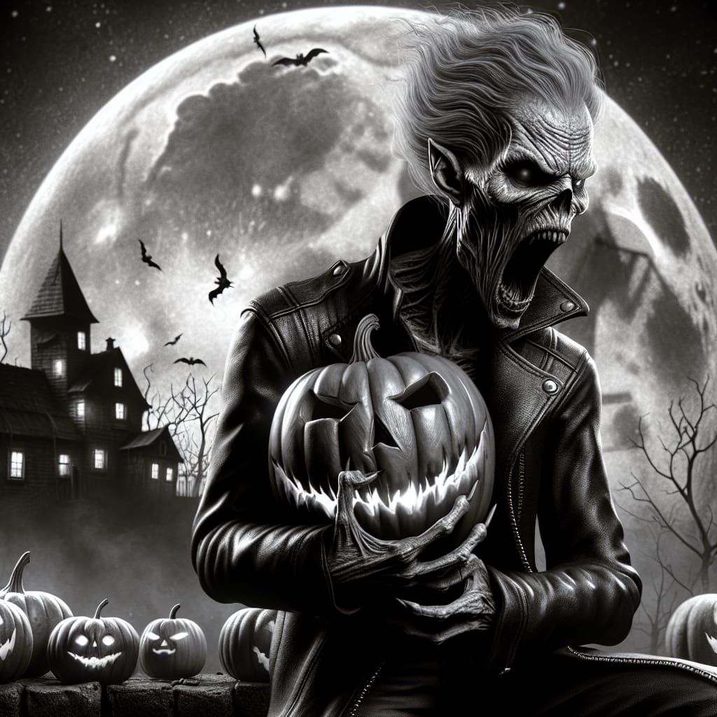 Eerie Halloween Scene with Screaming Spectral Entity