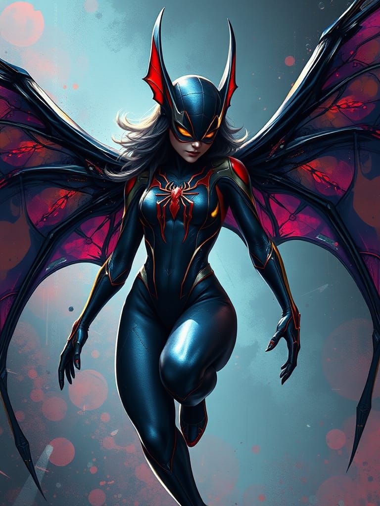 Spider-Girl with Bat Wings in Fusion Colors