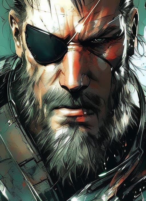 Solid Snake Portrait in Textured Speedpaint Style