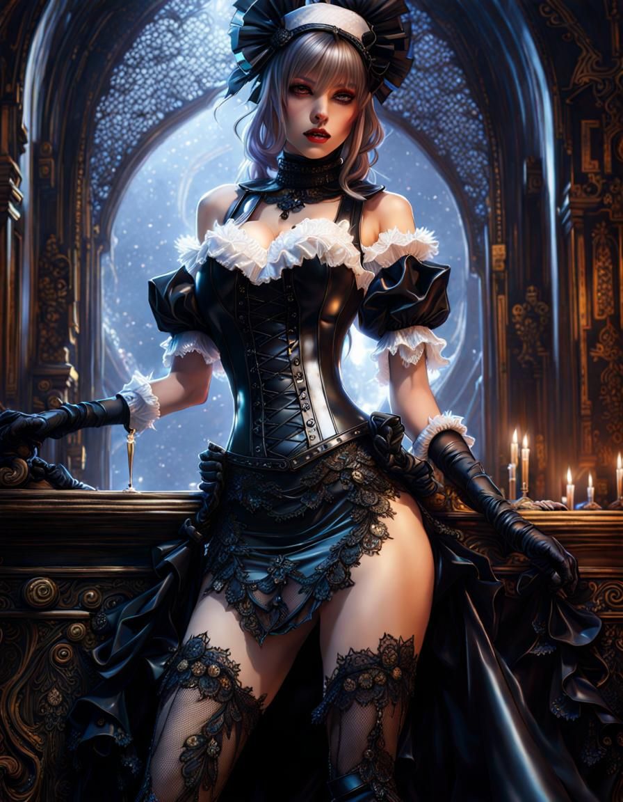 Lace Latex Maid in Fantasy Art Style