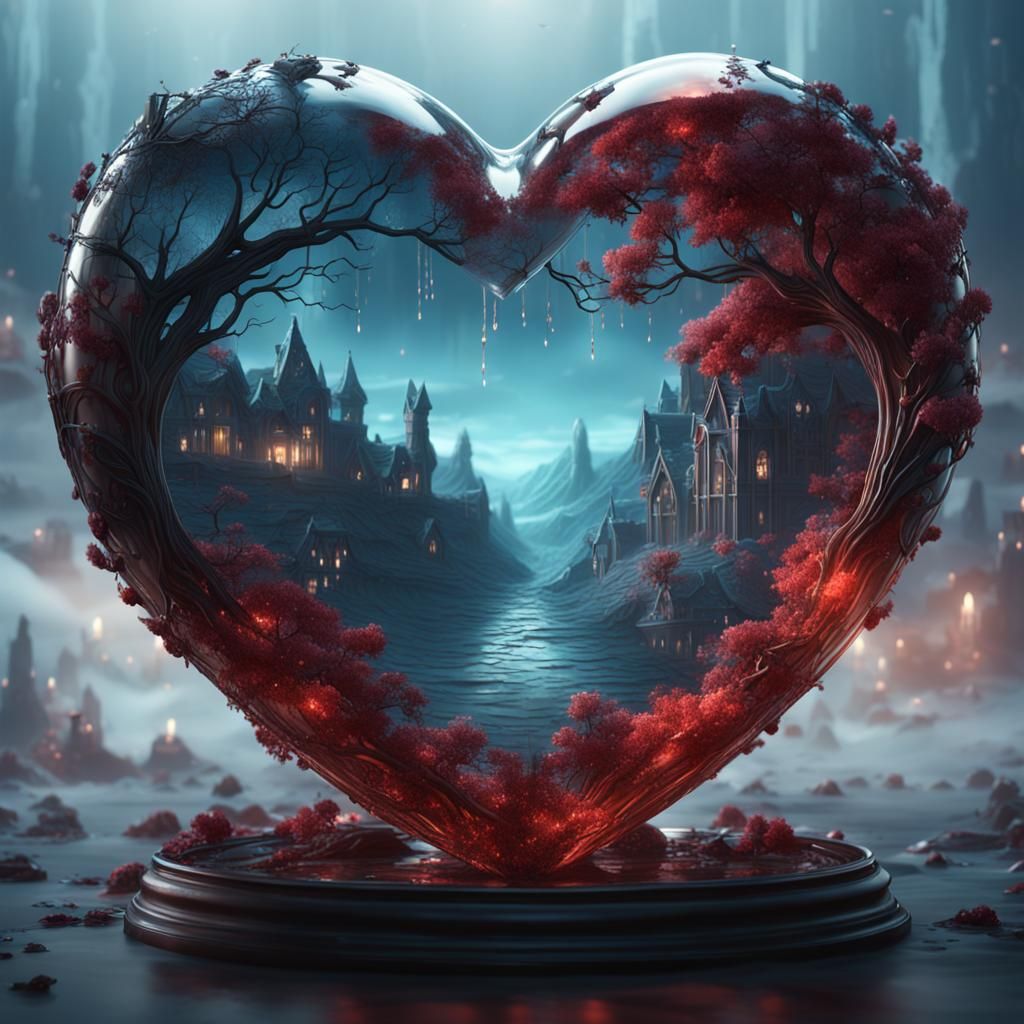 Glass Heart Filled with Sadness: Digital Matte Painting