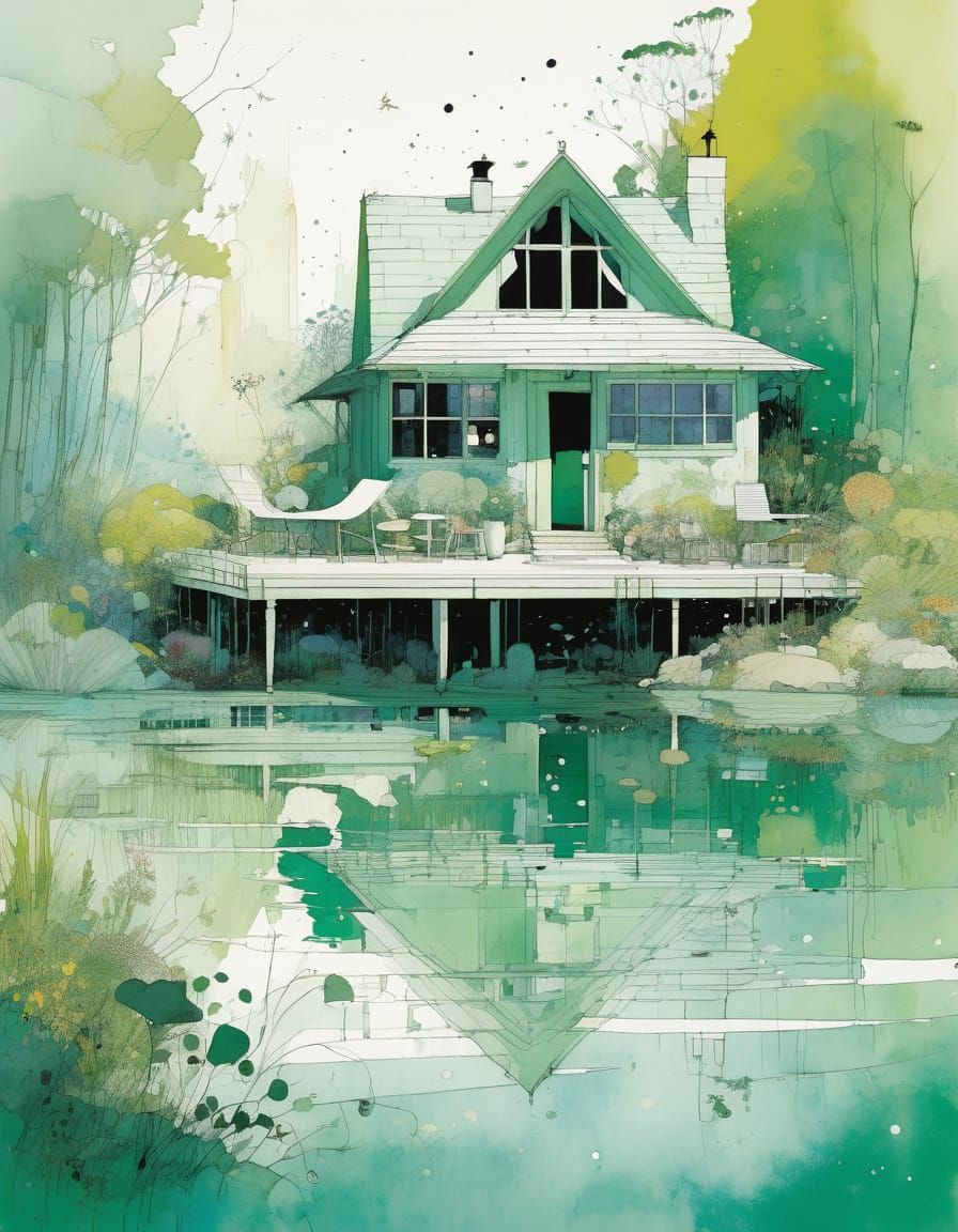 Charming Summer Lake House Scene