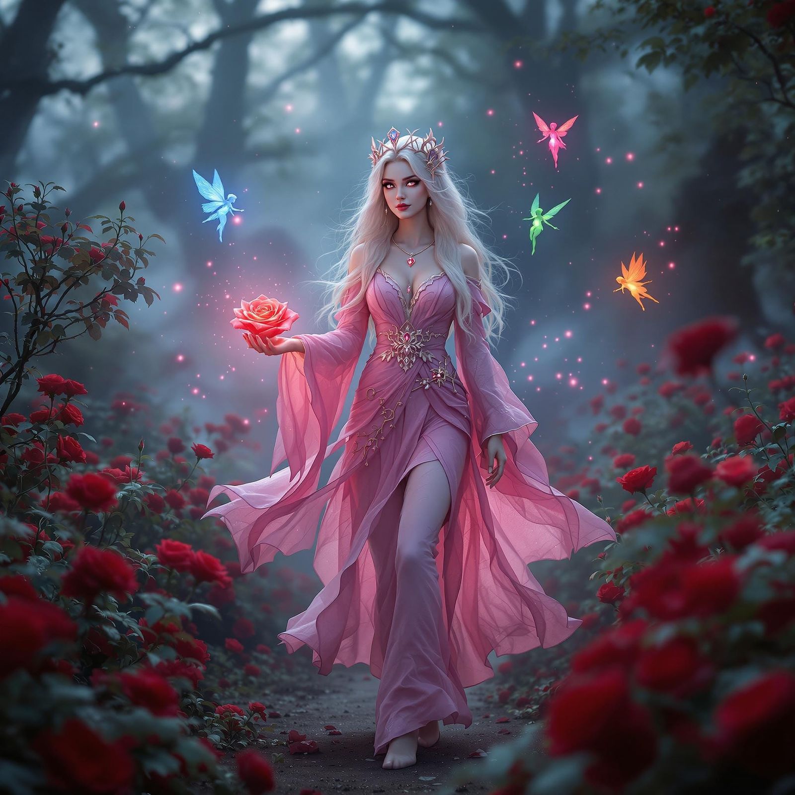 Ethereal Cleric Maiden in a Vibrant Fantasy Realm