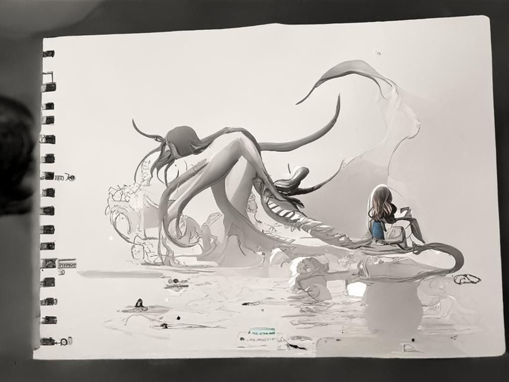 Girl and Sea Monster: Cryptid Webcomic Illustration