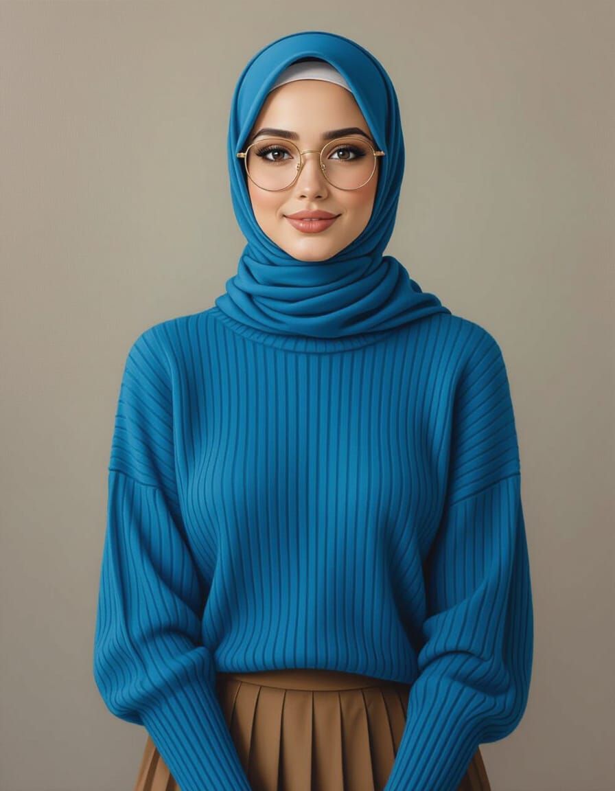 Attractive Hijabi Woman in Oil Painting Style