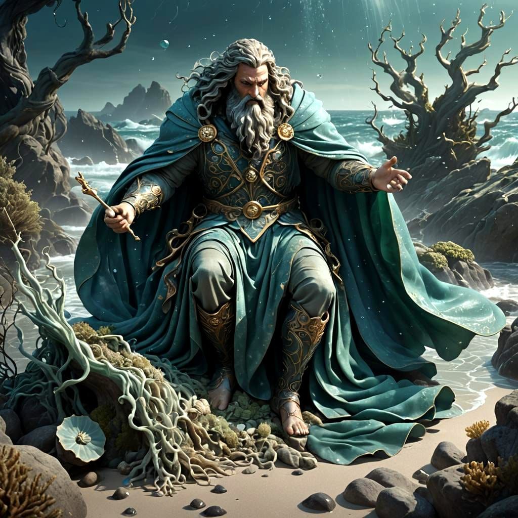 Poseidon Sewing: A Unique Depiction of the Sea God