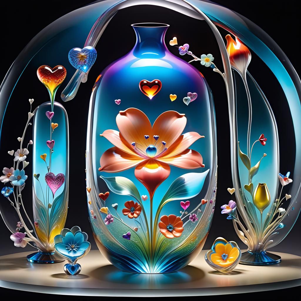Ethereal Blown-Glass Dreamscape: Hyperrealistic 3D Rendering