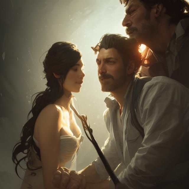 Coal Shoveling Couple Portrait in Hyperdetailed Style