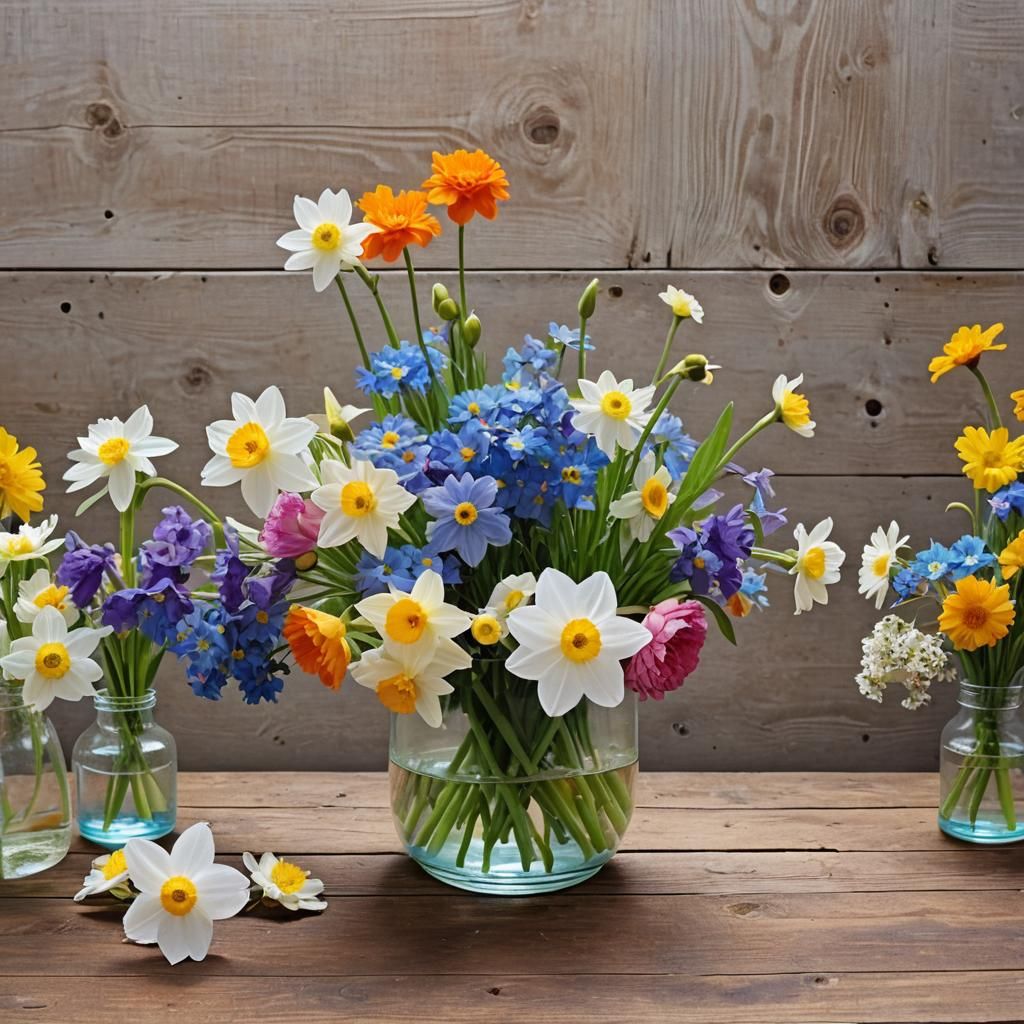 Floral Still Life with Narcissus, Chrysanthemum and Peony
