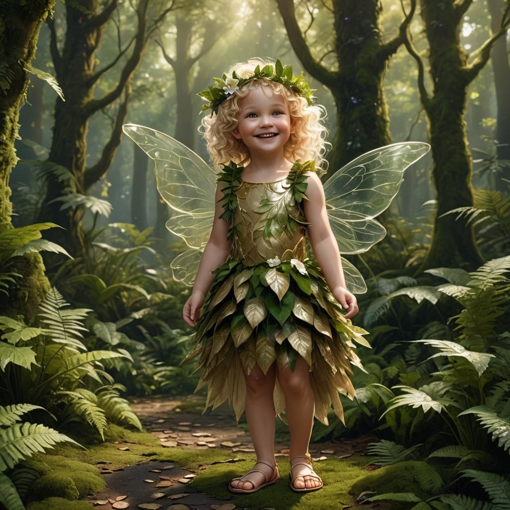 Toddler Fairy in Enchanted Forest: Fantasy Art