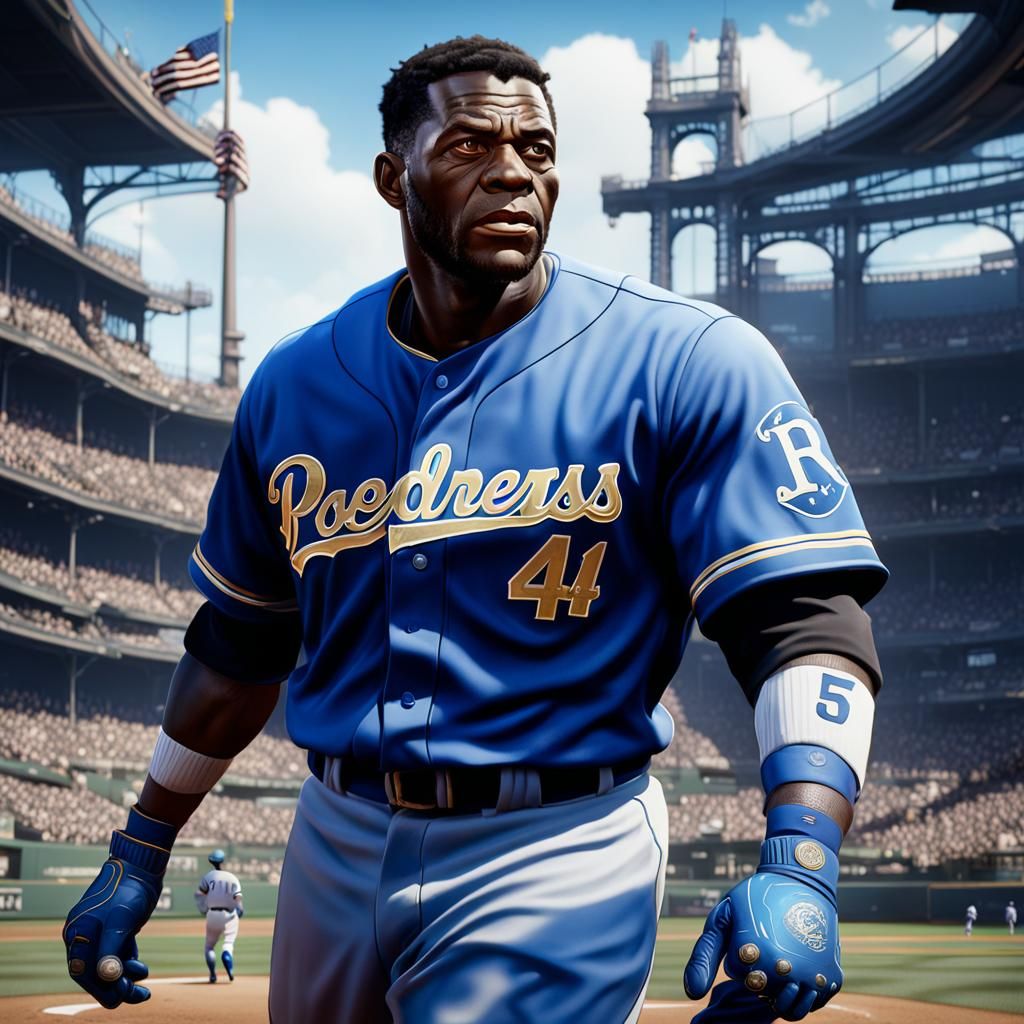 Jackie Robinson: Detailed Matte Painting in Deep Color