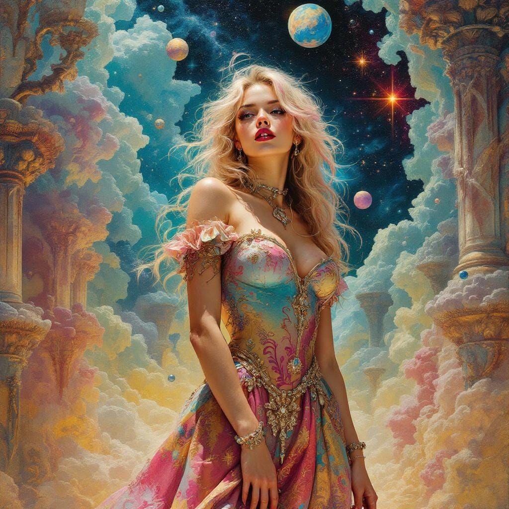 Surreal Cosmic Beauty in Baroque Style