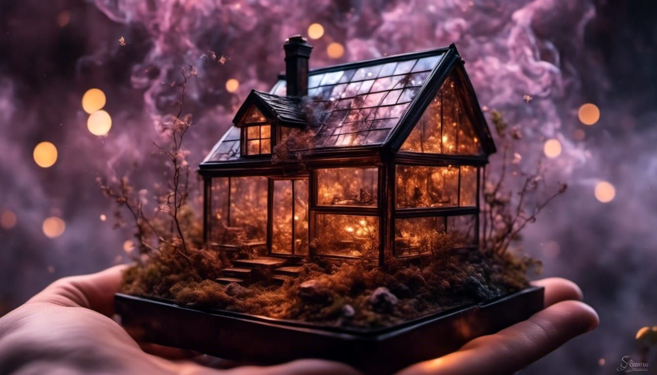 Smoky Starry Night Sky in Glass House