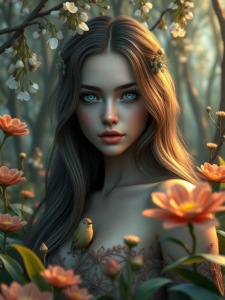 Gaia's Garden: A Beautiful Woman in Miracle Forest