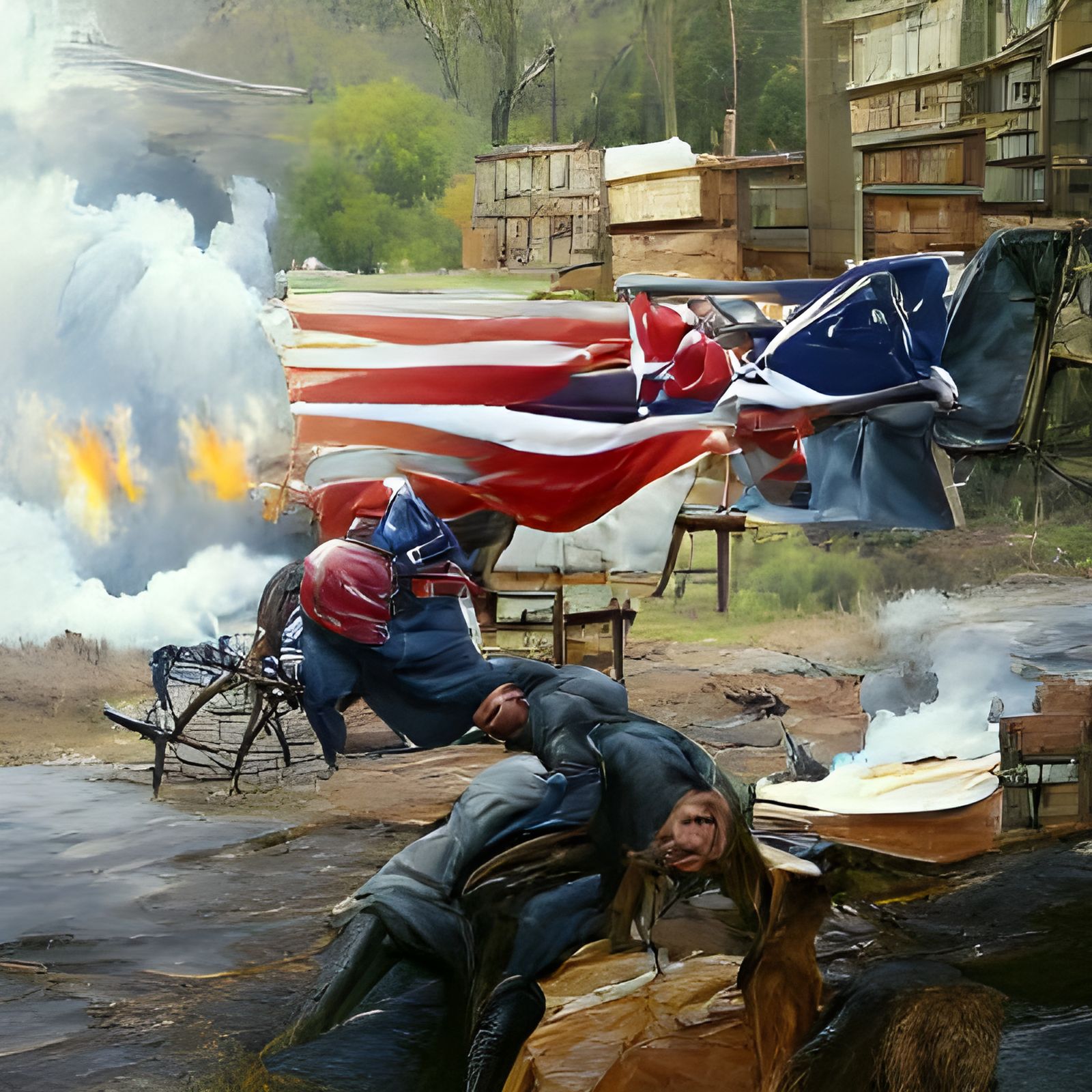 American Civil War Scene as Oil Painting