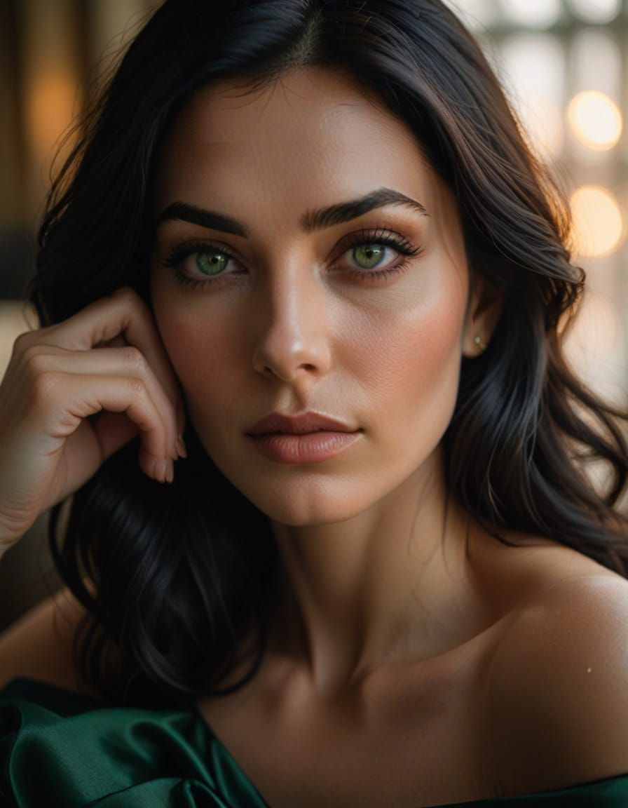 Elegant Woman Basks in Warm Golden Light