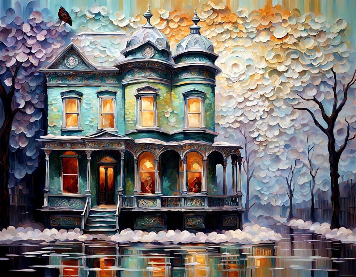 Ethereal Victorian Masterpiece in 3D Impasto Style