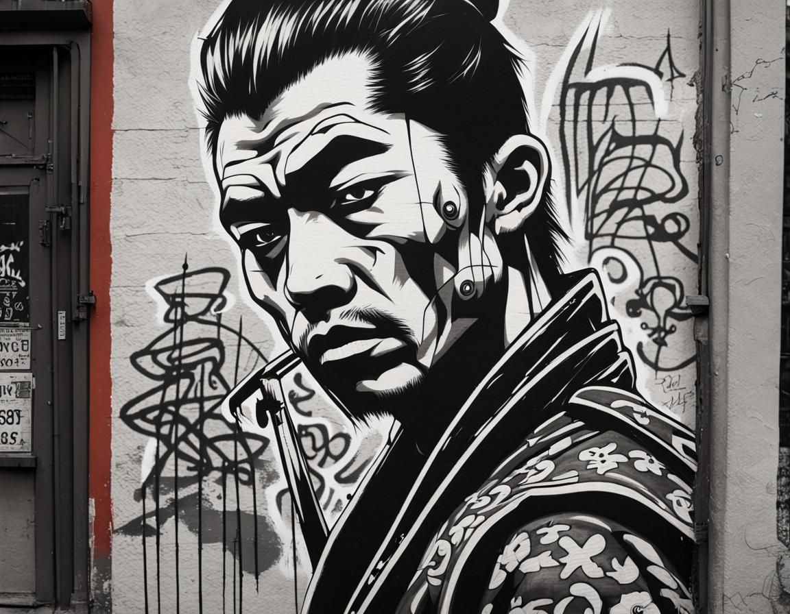 Rockabilly Samurai Graffiti Art
