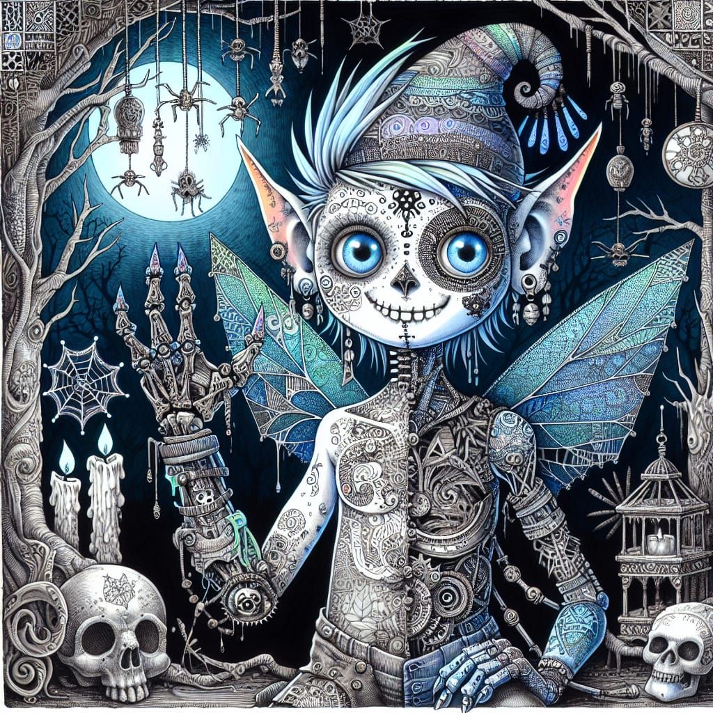 Punk Pixie Wizard in Victorian Gothic Style