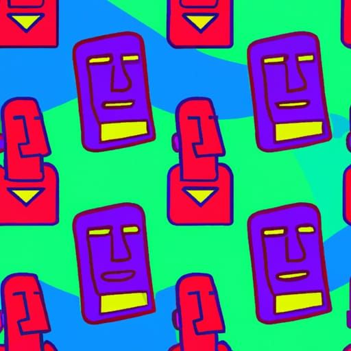 Seamless Moai Pattern in 90s Style