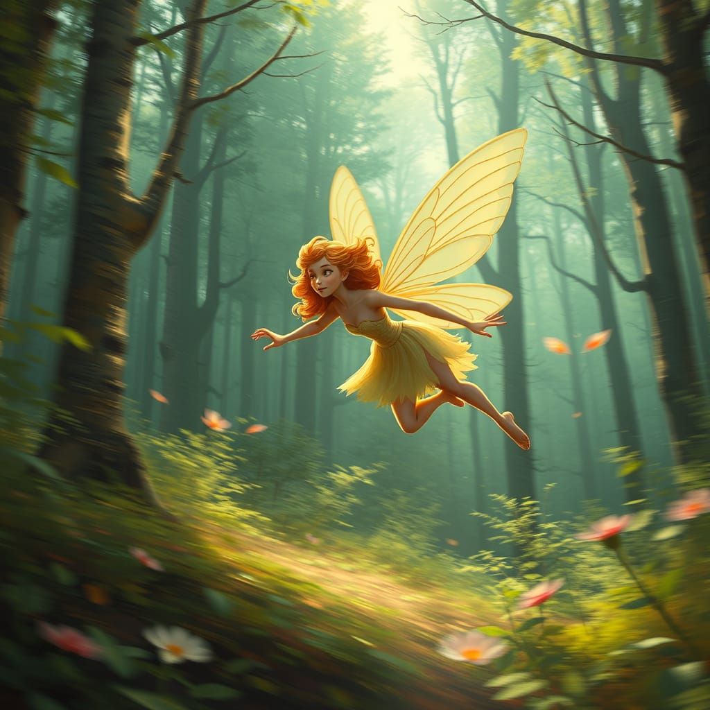 Fairy Blurring Through Forest at High Speed