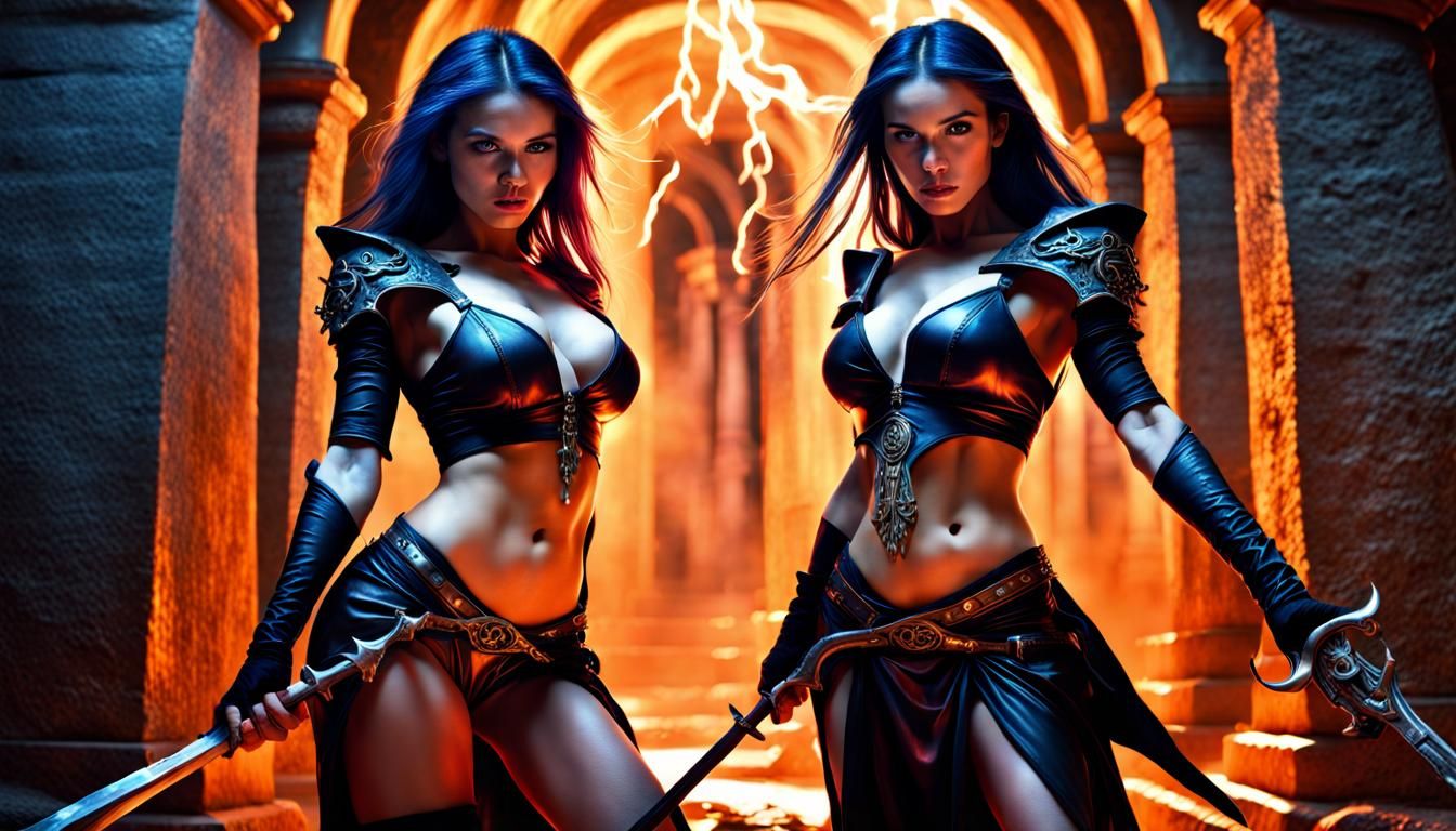 Fantasy Crypt: Two Women Casting Magic Spells