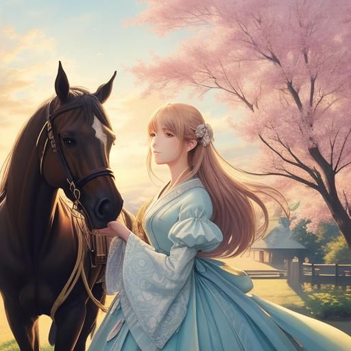 Romantic Anime Girl in Victorian Setting