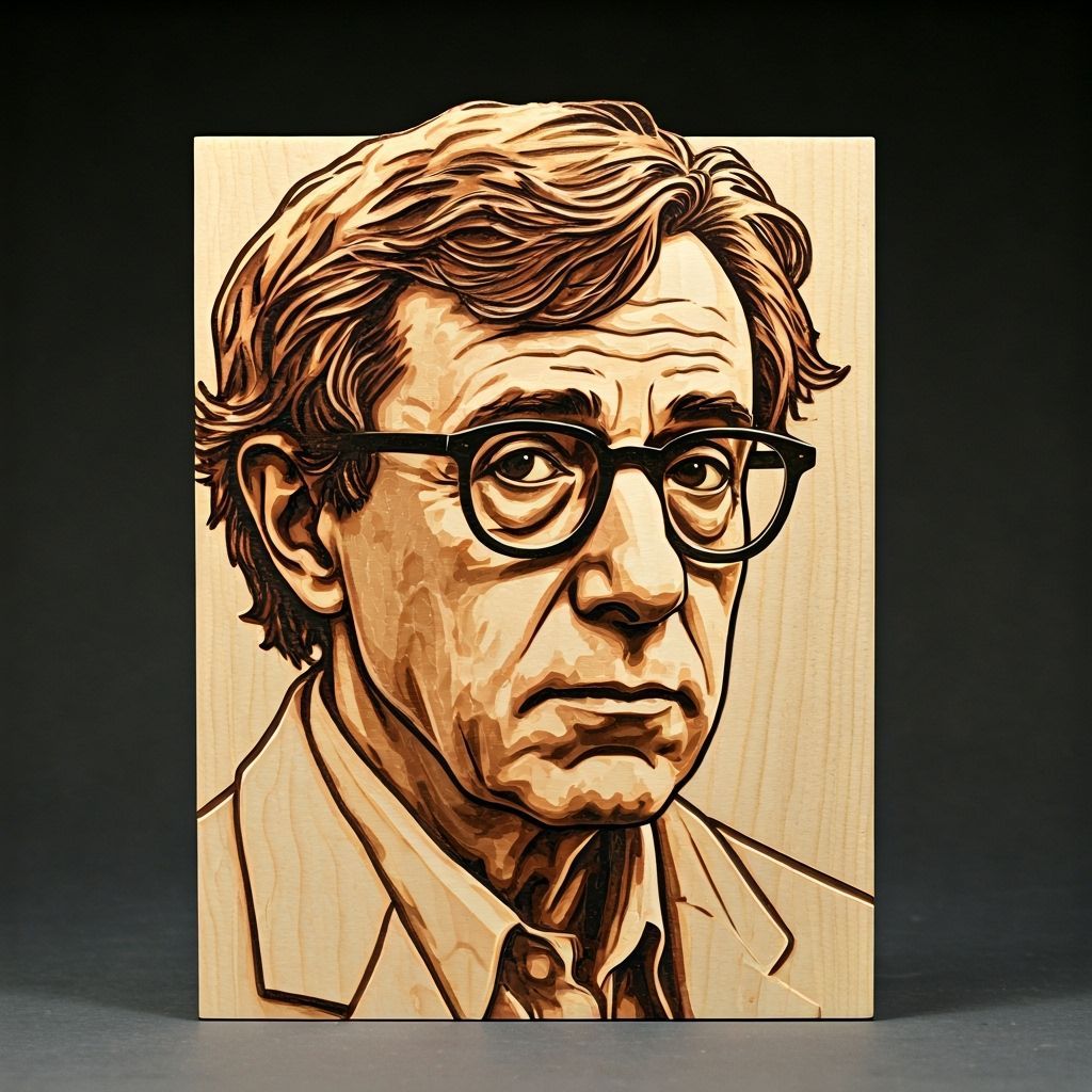 Wood Carving of a Filmmaker's Face