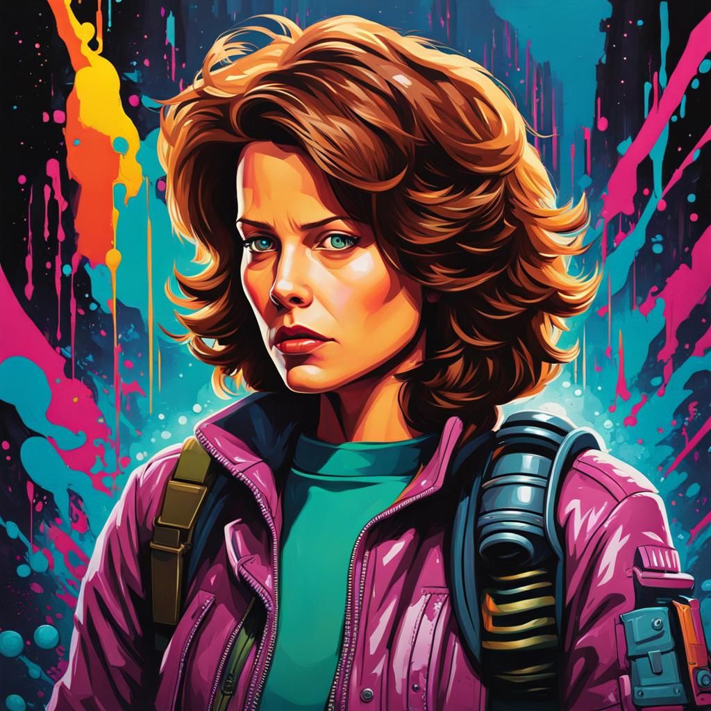 Ellen Ripley as Graffiti Art in Futurama Style