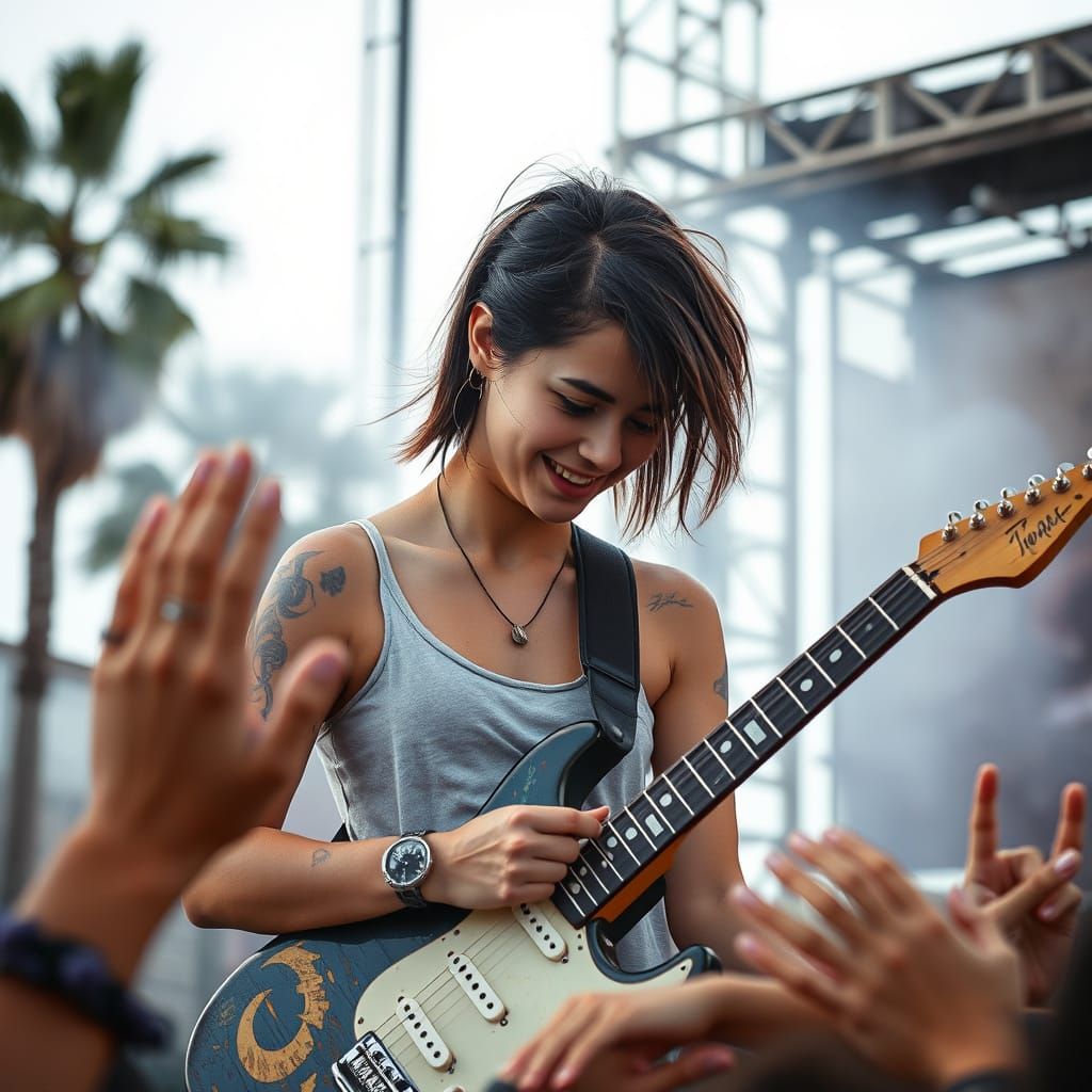 Young Pop Punk Guitarist in Extreme Closeup