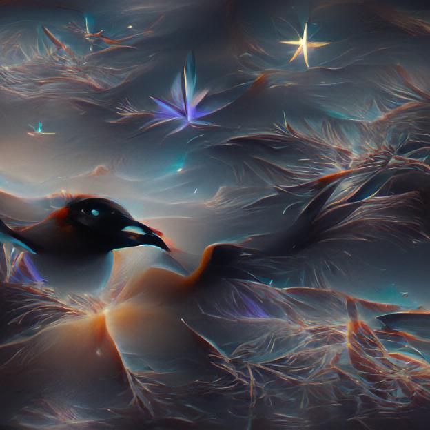 Cosmic Crow Silhouette Against Starry Sky