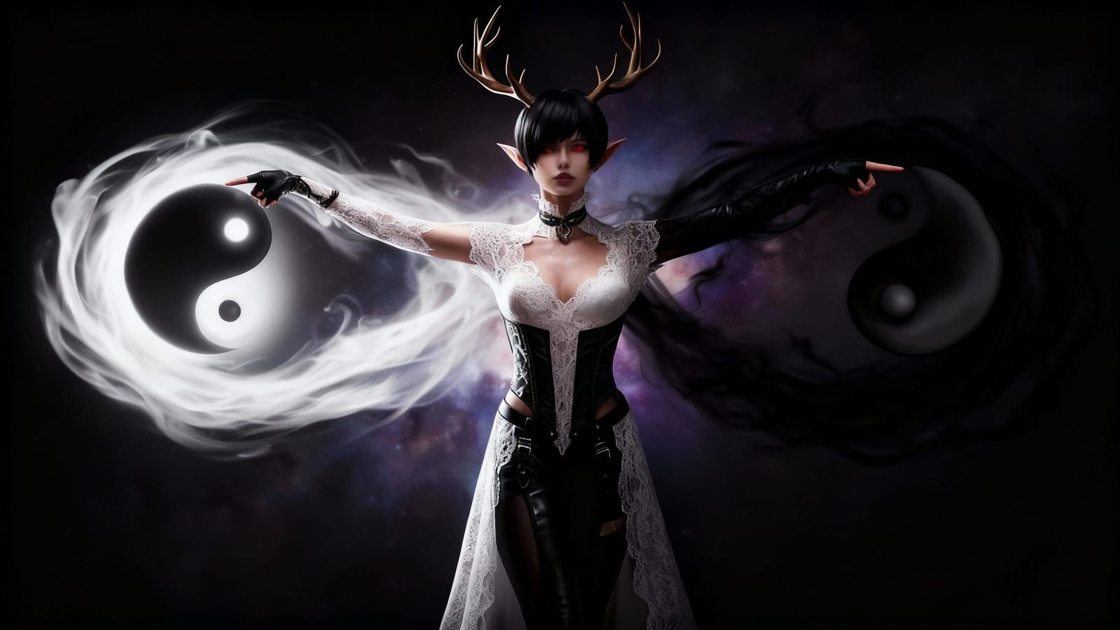 Cosmic Balance Character with Light and Shadow