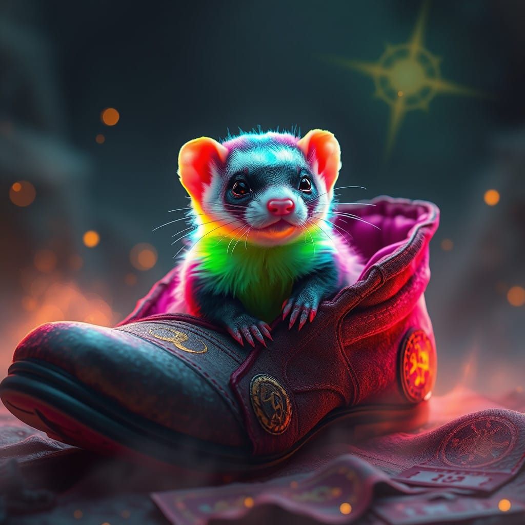 Neon Ferret in Mystical Shoe