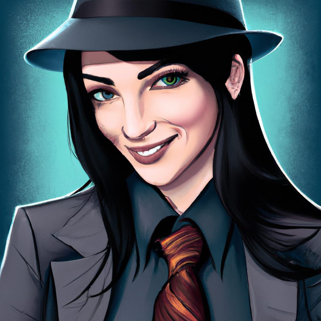Comic Book Art: Raven-Haired Woman in Fedora