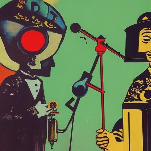 Chaplin's Psychedelic Vacuum: Retrofuturist Gouache Art