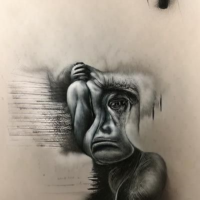 Anxiety Expressed in Detailed Charcoal Drawing