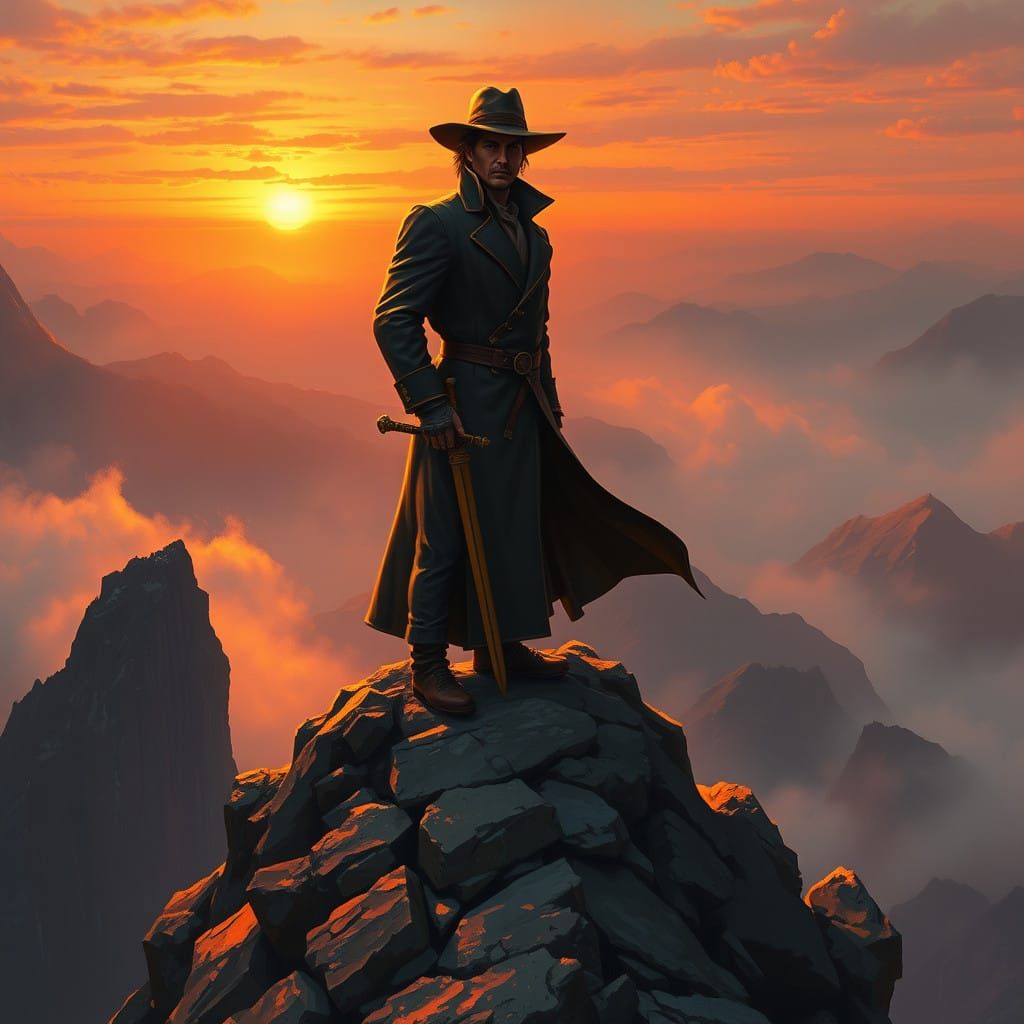 The Warrior Pledge Amidst Epic Mountainscape