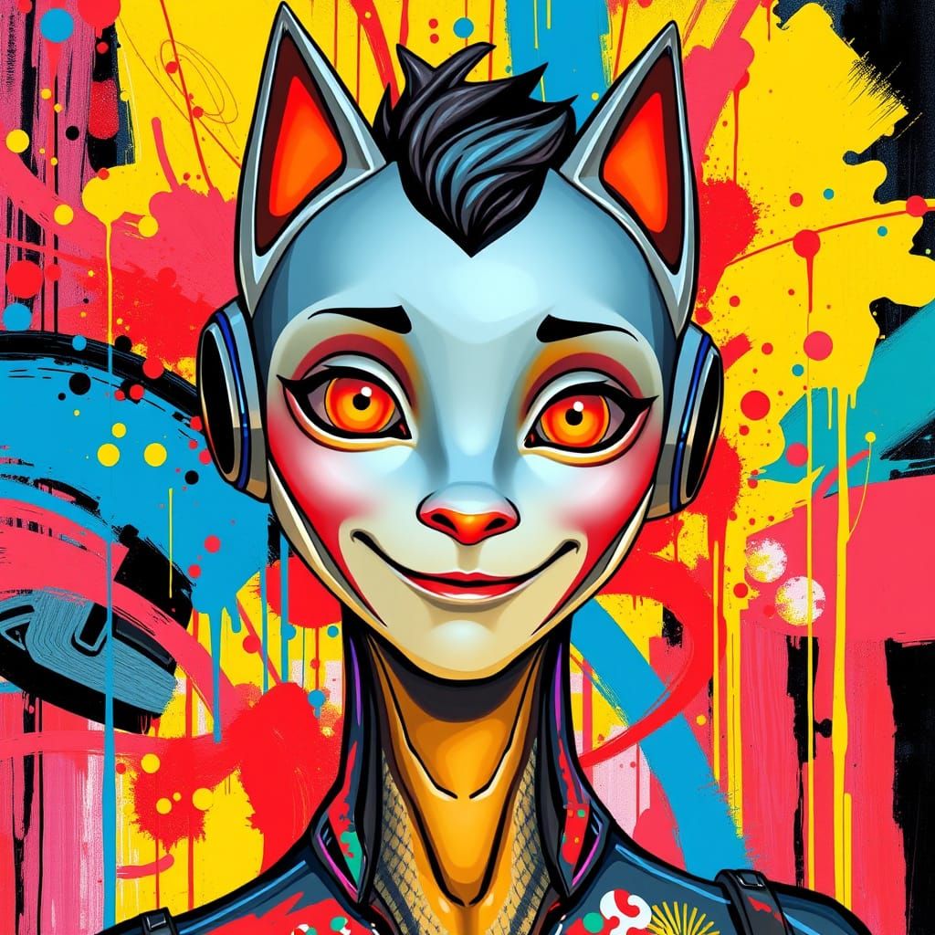 VirtuAI Avatar in Vibrant Graffiti Art Style