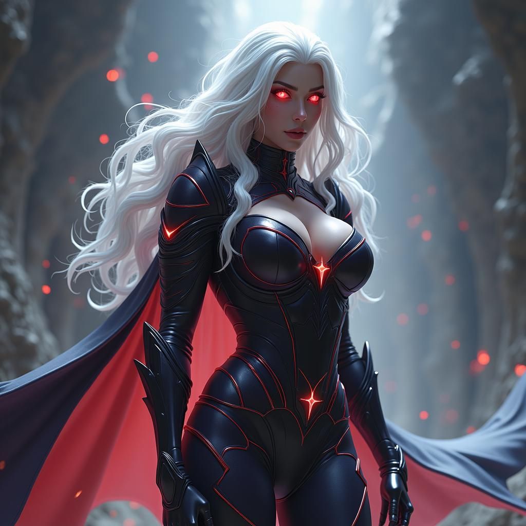 Dhampir Woman in Latex Armor, Digital Art
